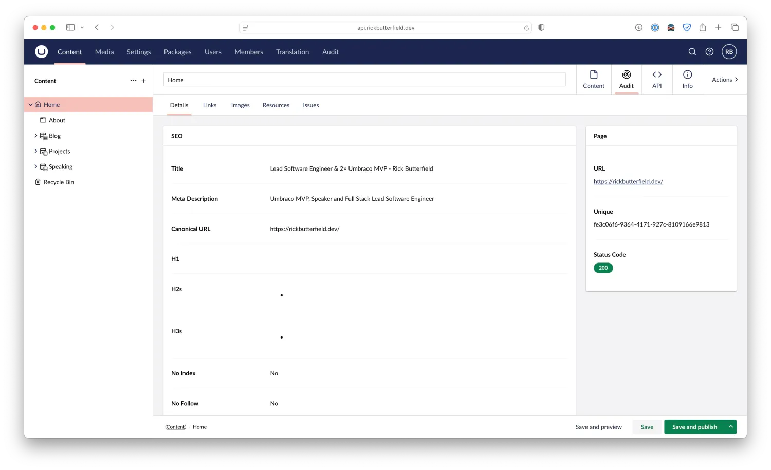 A workspace/Content App showing audit details alongside the content editing experience.