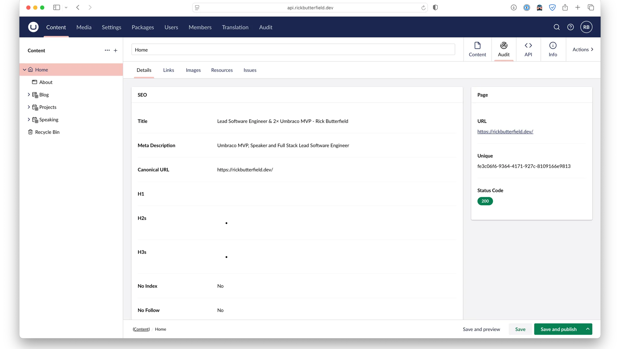 A workspace/Content App showing audit details alongside the content editing experience.
